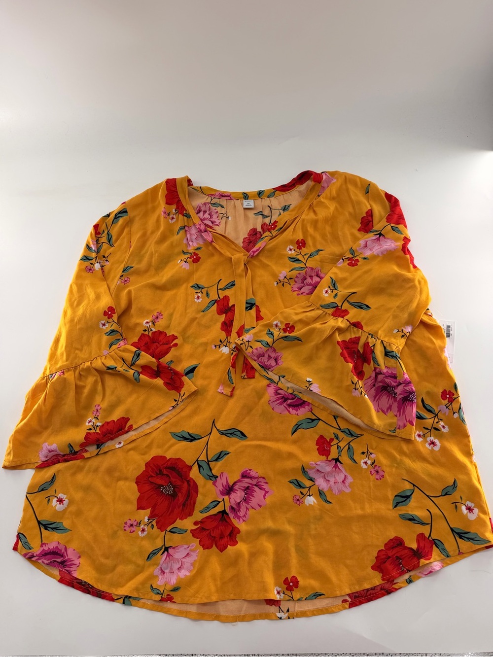 Old Navy Plus Size Blouse Yellow Floral Bell Sleeves Women’s XXL Old Navy NWT
